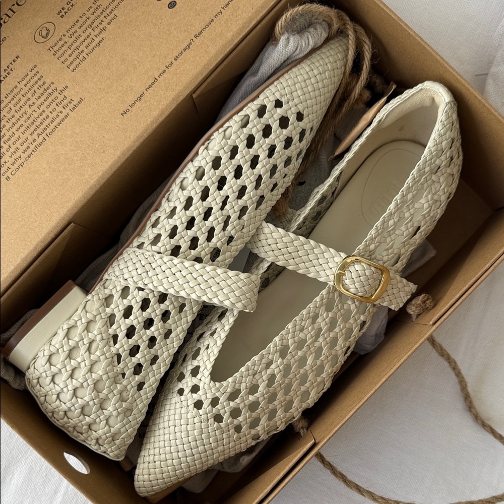Bared Footwear Cream Woven Women's Flats